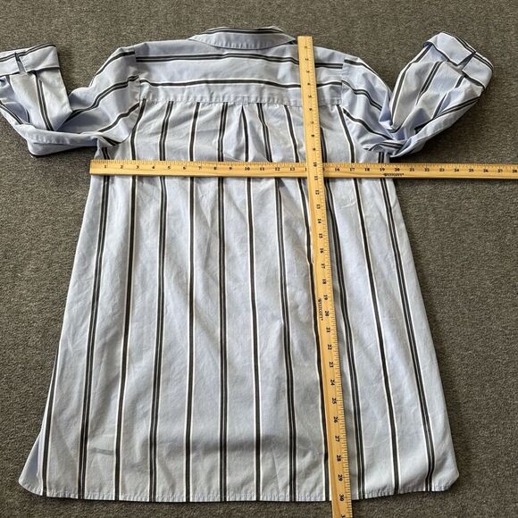 J. Jill Side-button Stepped-hem Tunic Shirt Top Blue Striped Women’s S Boyfriend - Picture 9 of 9